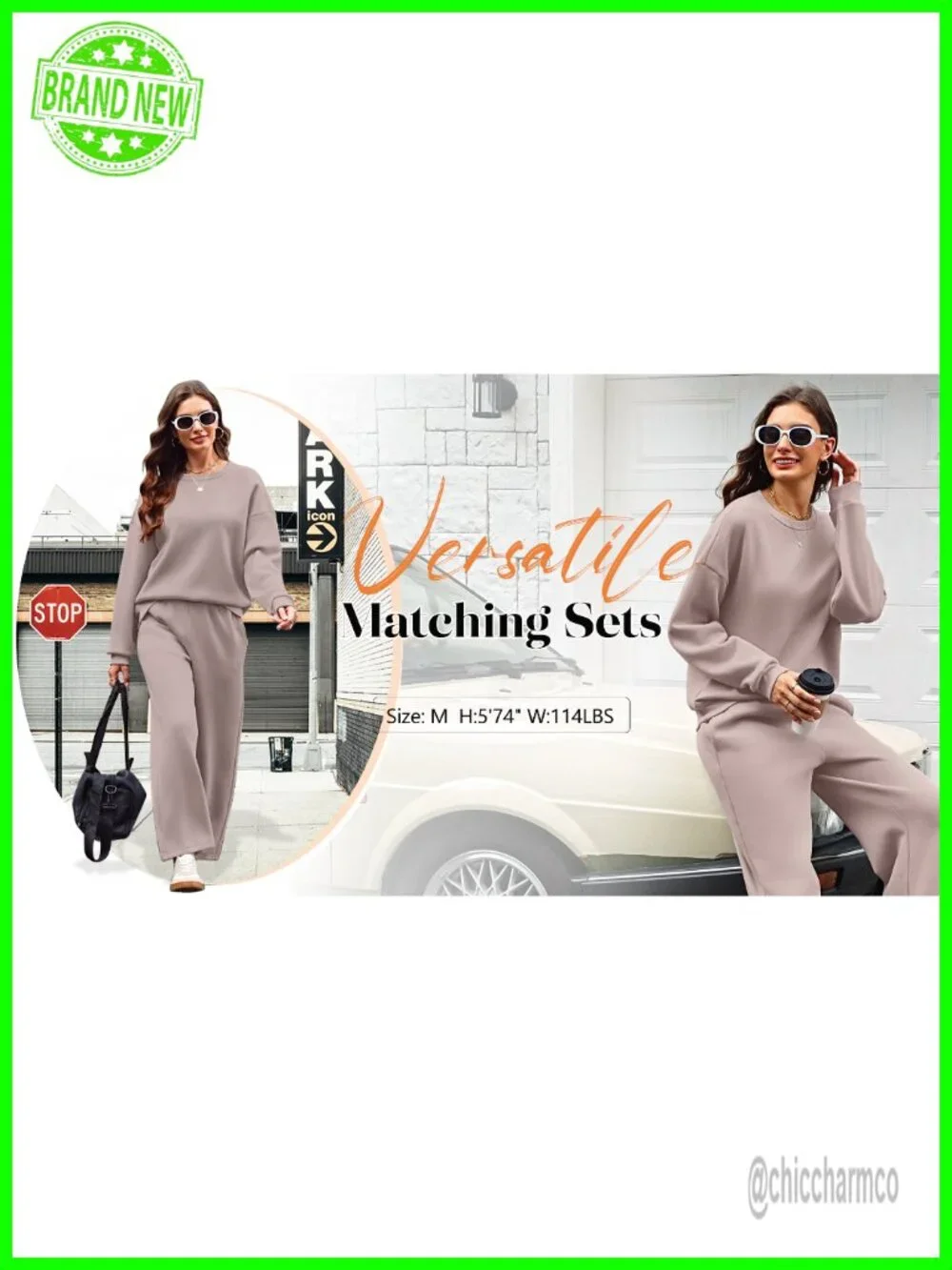 2 Piece Lounge Set - Crewneck Sweatshirt & Wide Leg Sweatpants